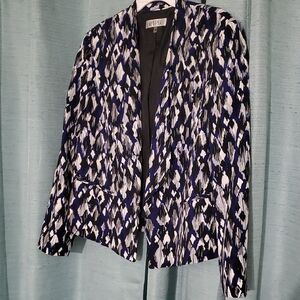 Kasper Women's Black and White Patterned Blazer